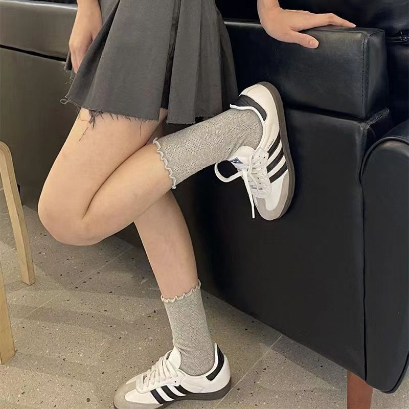 夏季薄款堆堆袜女ins潮百搭韩版镂空网眼透气花边简约甜美日系